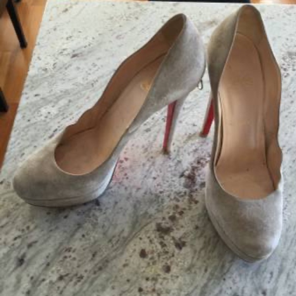 Christian Louboutin Beige Bianca Suede with Zip 140mm 5.5" - Picture 1 of 3